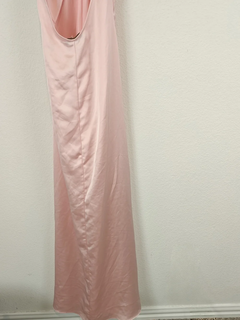 Ramy Brook Carey Rose Quartz Satin Halter Maxi Gown Open Back Formal Dress 00